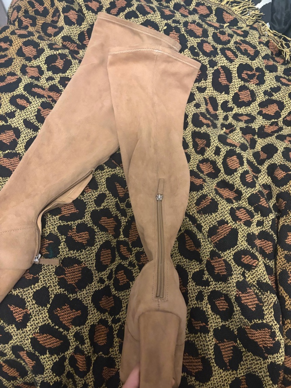 Over-the-Knee Suede Boots in Tan
